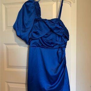 DO+BE Royal Blue Dress with Gold Logo Stitching